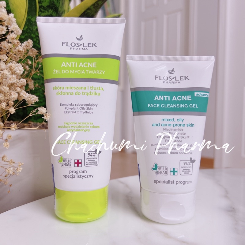 Sữa Rửa Mặt Floslek Cho Da Nhờn Mụn Anti Acne Bacterial Face Cleansing Gel 200ml