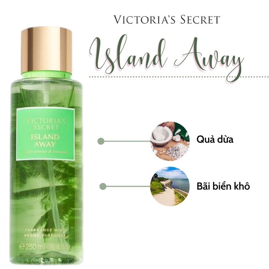 Xịt thơm toàn thân Victoria's Secret Island Away 250ml