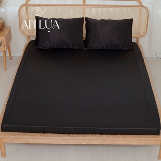 Bộ chăn drap 5 món An Lụa - Đen - vải lụa mịn mát và thân thiện cho da