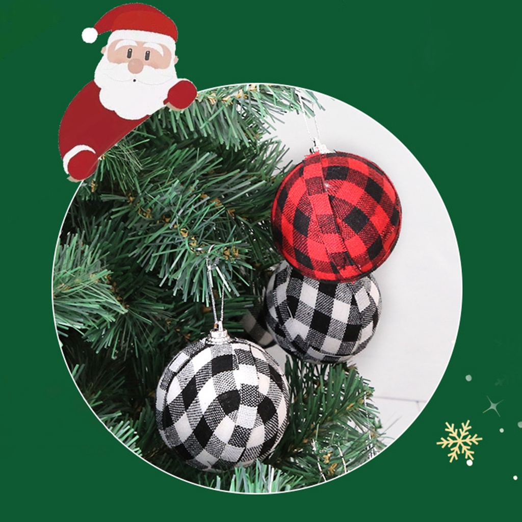 Set 6 Trái Châu Màu Trắng / Đen 7cm Trang Trí Cây Thông Noel