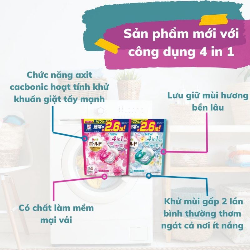 Viên giặt Nhật bản Gelball 3D-4D (Túi 46,Túi 31 viên 4D) - Nhật Bản