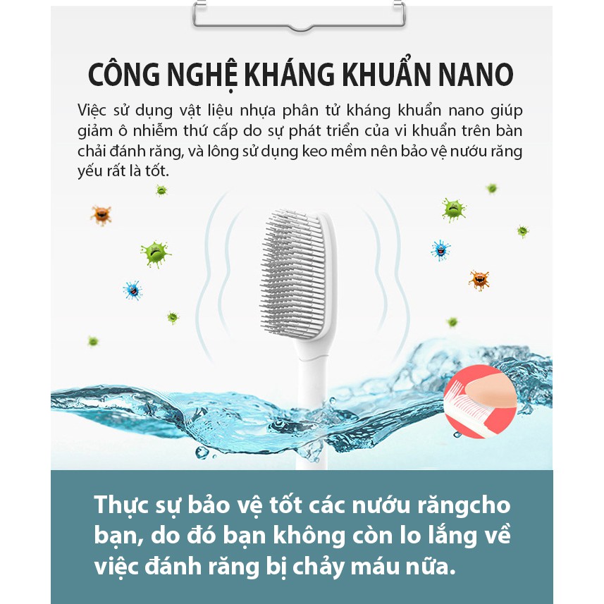 Bàn chải nano, 2 cây, mềm mịn, bền bỉ, không biến dạng, phòng việc chảy máu chân răng khi đánh răng, bảo vệ răng và nướu