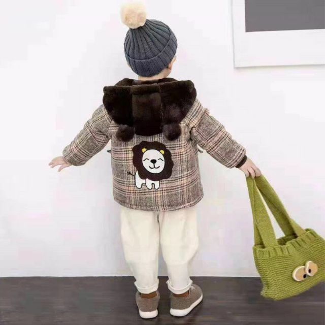 Măng tô dạ lót lông mềm ấm cho bé