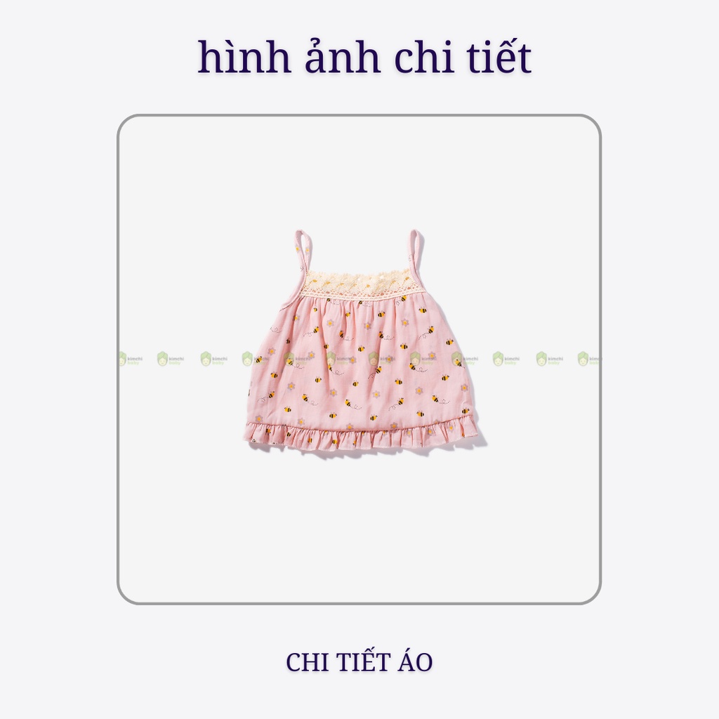 Set Bộ 2 Dây Bé Gái Vải Thô Đũi Mềm Mát Hoạ Tiết Hoa Quả Dễ Thương, Bộ Quần Áo Cho Bé Mặc Hè CK28