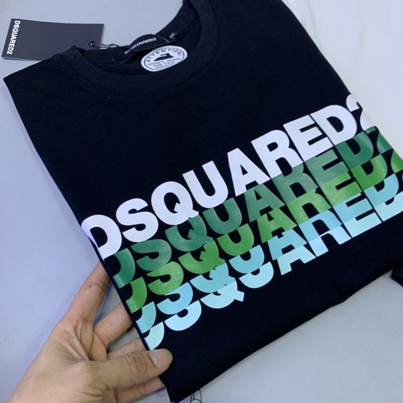 Áo thun ngắn Dsquared2 chữ xếp tầng cho nam nữ