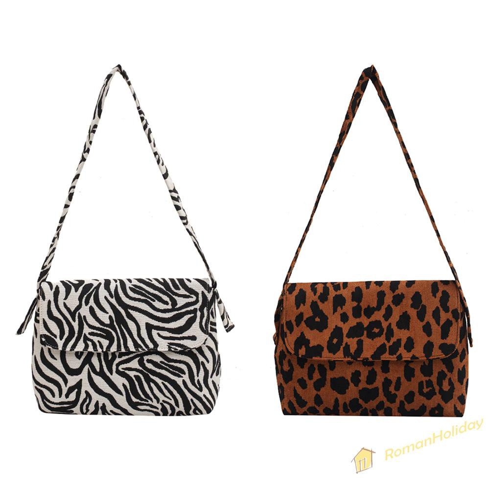 【On Sale】Women Zebra Leopard Print Shoulder Bag Canvas Casual Travel Handbag Totes
