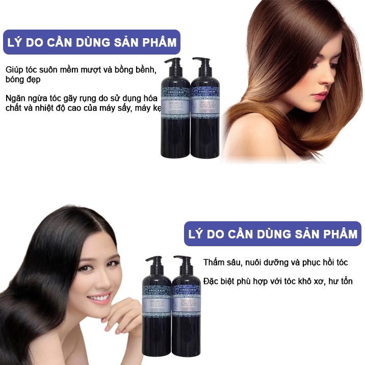 Cặp Gội Xả Collagen Phục Hồi Tóc Hischer Argan 1000ml