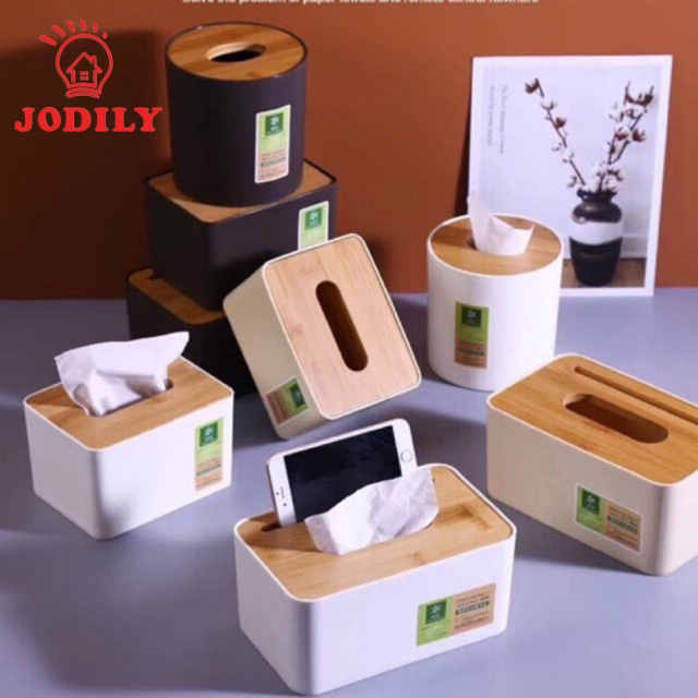 Hộp Giấy Ăn Jodily StarHome Thân Nhựa Mặt Tre Sang Trọng