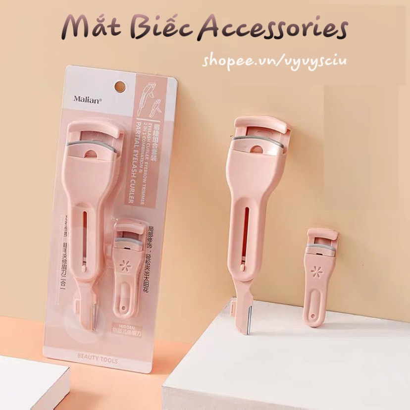 mila1618 Kẹp bấm mi trên & dưới kèm cạo lông mày mini bỏ túi Manila