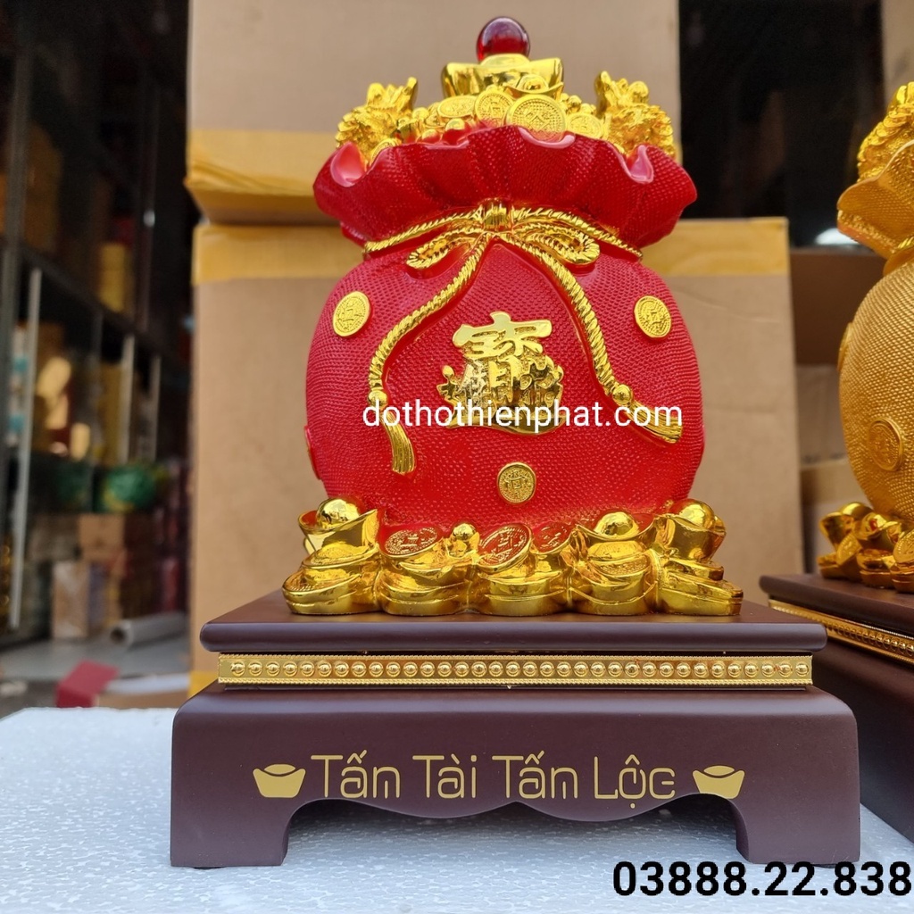 Túi vàng tài lộc phong thủy màu đỏ loại 1 rẻ nhất thị trường