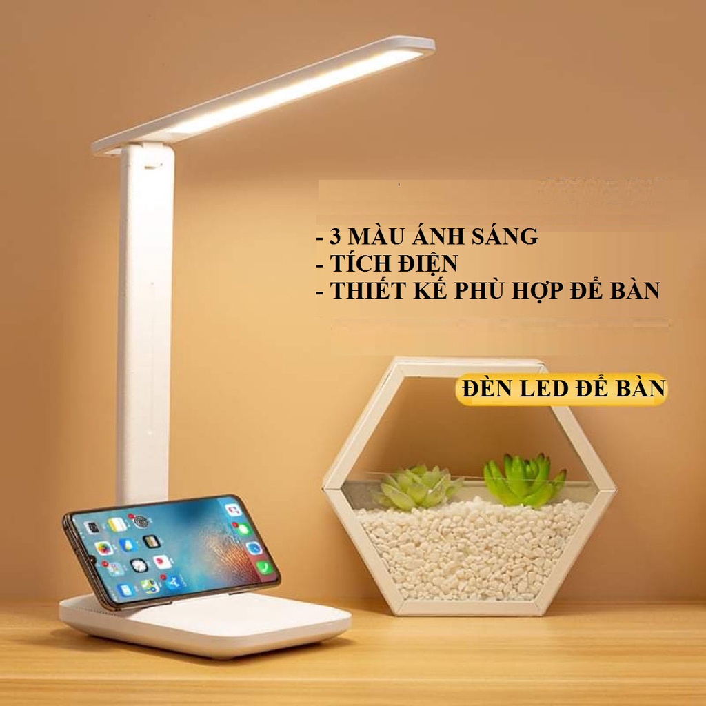 Đèn bàn, đèn học tích điện 3 màu ánh sáng chống lóa bảo vệ mắt- Đọc sách, làm việc , học tập, ngủ