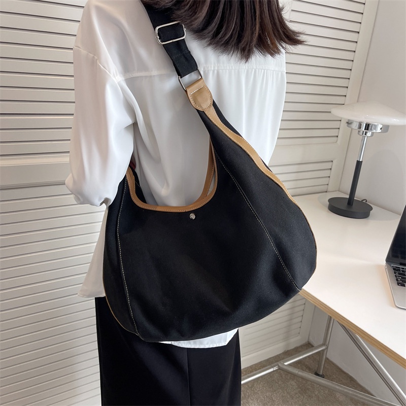 Túi Xách Vải canvas Màu Trơn Sức Chứa Lớn Thời Trang Cho Nữ