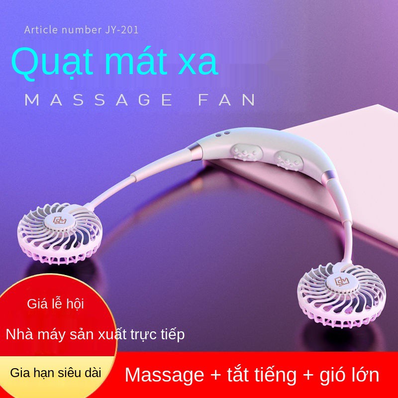 Quạt treo cổ, nhỏ, sạc mini, lớn, để bàn ký túc xá văn phòng USB massage di động thơm mát