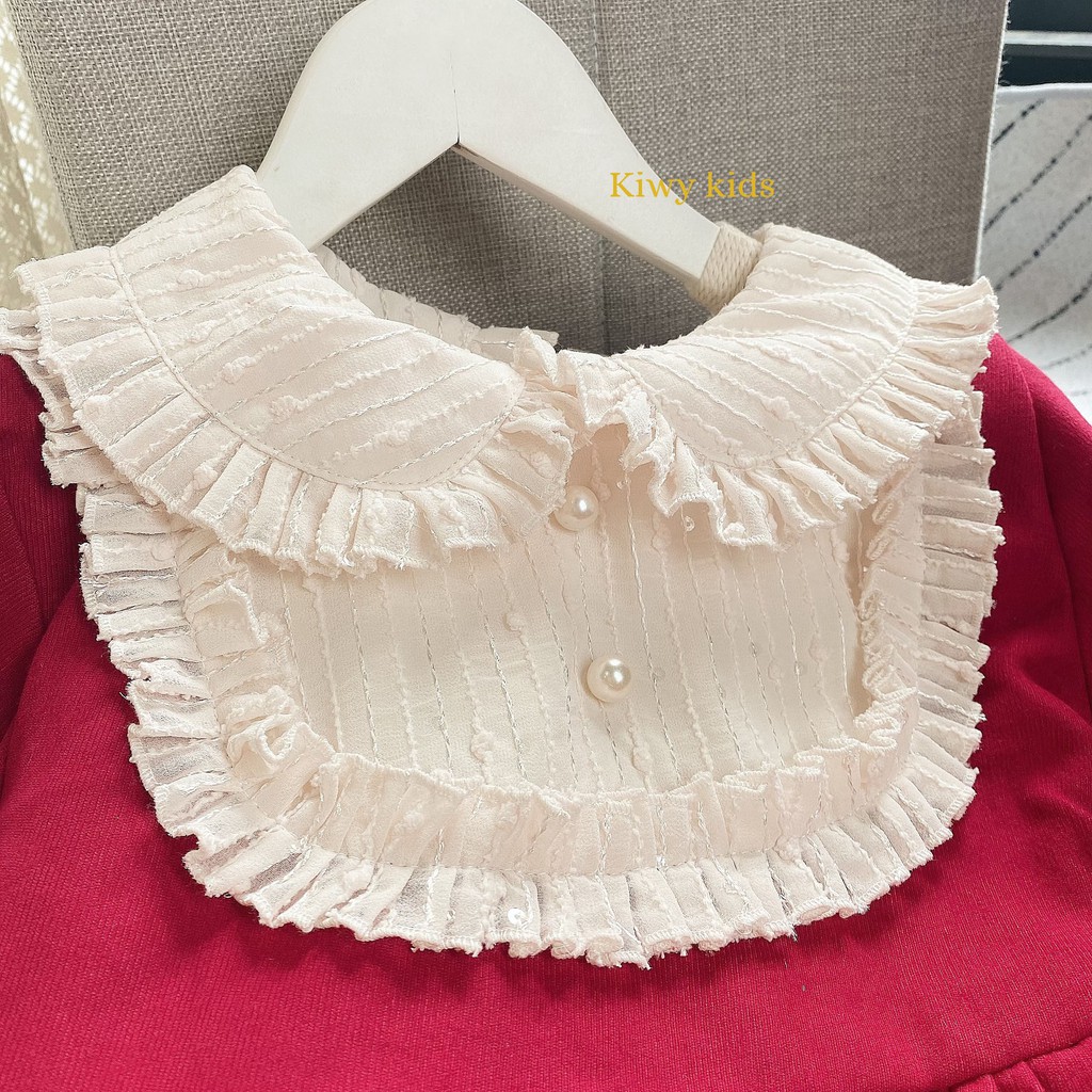 Váy đỏ bé gái Kiwy Kids màu đỏ nổi bật dáng xòe điệu đà Kids66-74 cho bé từ 1 đến 8 tuổi