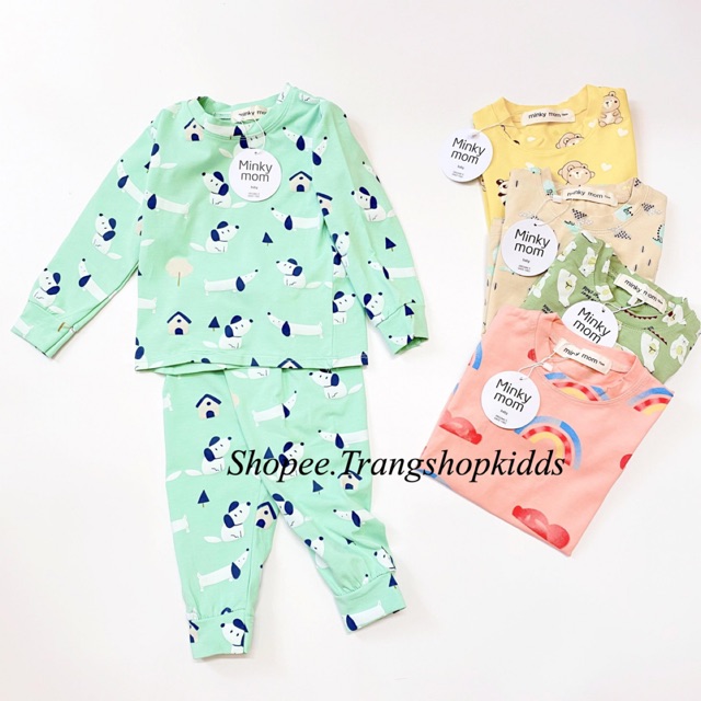 Bộ Quần Áo Dài Tay Minky Mom Cotton Cao Cấp Hàng Loại Đẹp Cho Bé 7-19kg