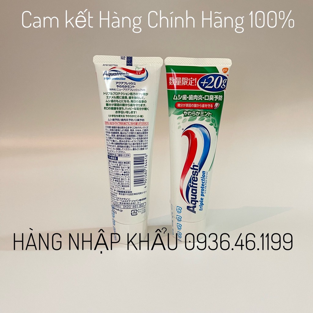 [Chính hãng]  Kem đánh răng bạc hà, trà xanh Aquafresh  140g Nội Địa Nhật