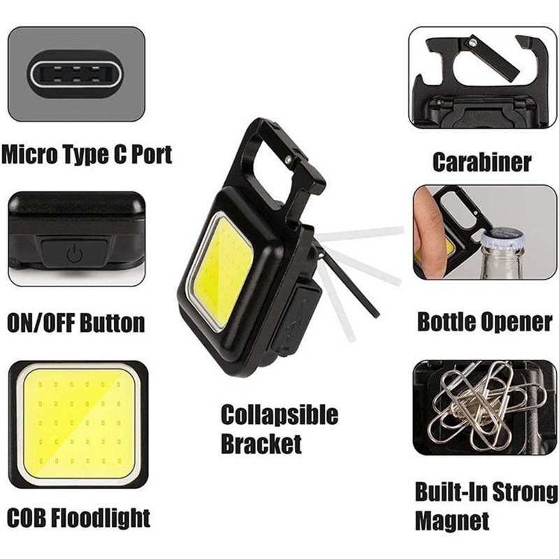 ĐÈN PIN MINI KIÊM MÓC KHOÁ SIÊU SÁNG 3 CHẾ ĐỘ ĐA NĂNG