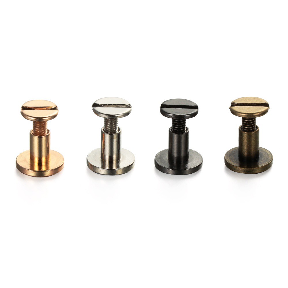 KUNHEV Set 10 Đinh Vít Đầu Tròn Bằng Đồng Thau 5 / 6.5 / 8mm Chuyên Dụng Tự Trang Trí Đồ Da