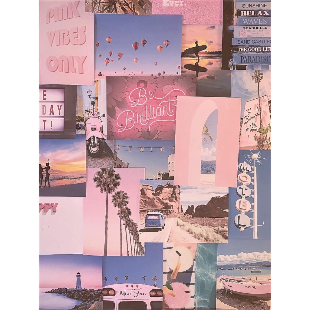 Wall Collage decal keo sẵng, bền màu dán tường trang trí decor phòng ngủ - theme Hồng đào