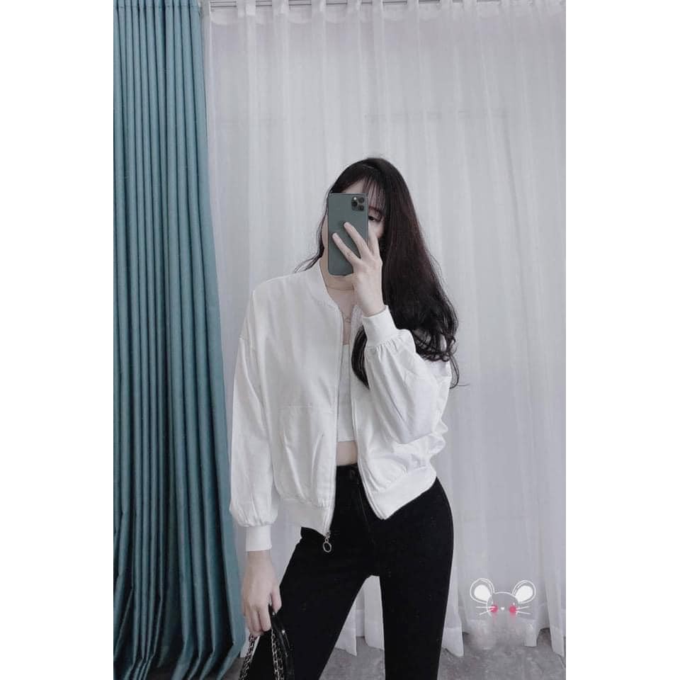 [Mã WASTUP5 giảm 10% tối đa 20K đơn 99K] bán sỉ áo bomber túi nổi 2 màu đen trắng cho nữ x | BigBuy360 - bigbuy360.vn