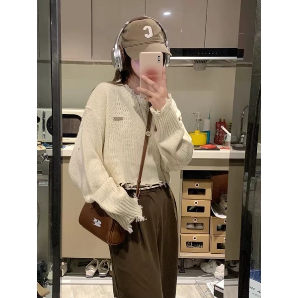 Áo Khoác Len Lửng Dáng Rộng Phong Cách Retro Thời Trang Xuân Thu Dành Cho Nữ