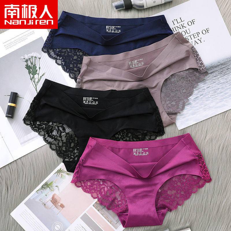 Quần lót 100% Cotton không đường may phối ren quyến rũ cho nữ