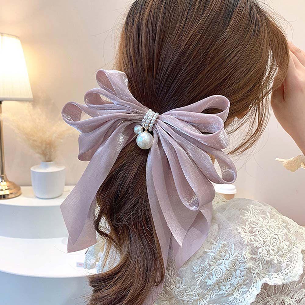 Kẹp Tóc Đuôi Ngựa Bằng Vải Voan Màu Trơn Sáng Tạo
