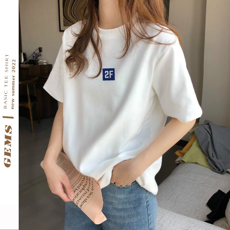 Áo Thun Nữ 3158 Chất Cotton Áo Phông Dày Dặn Đứng Form Hình In 2F Xanh Coban