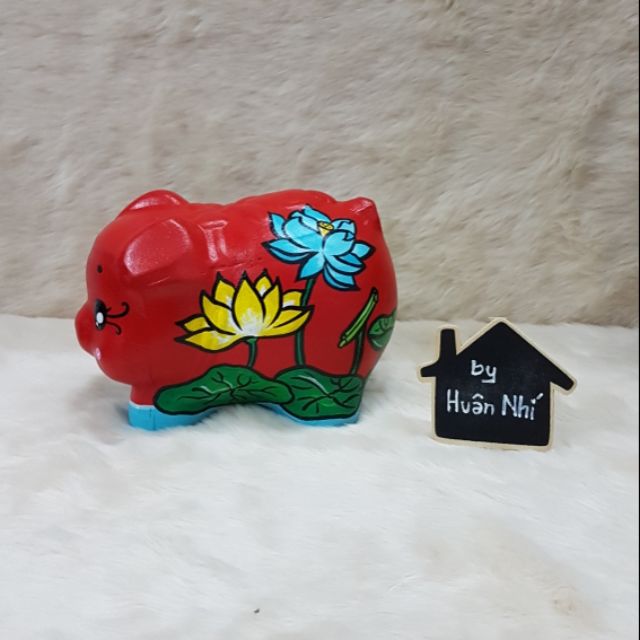 Heo đất handmade - hoa sen