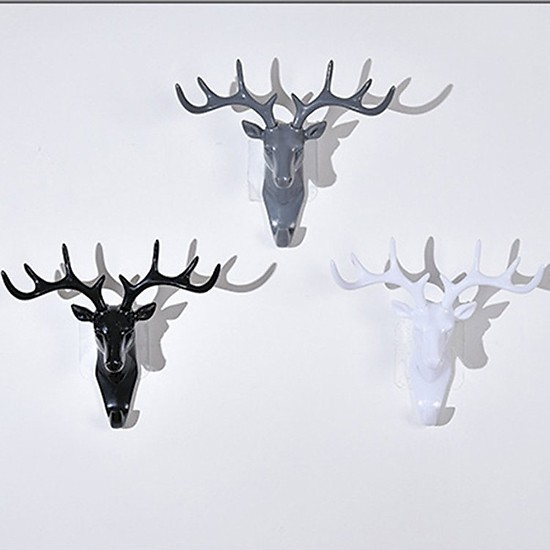 Móc treo đồ hình đầu hươu tự dính tường móc thép không gỉ bền chắc