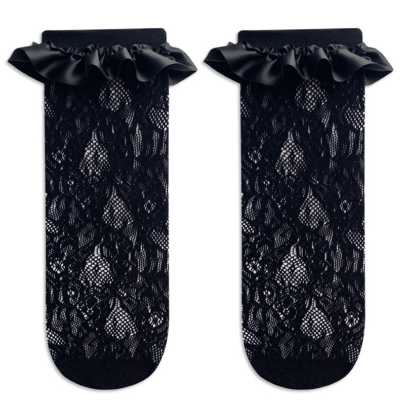 Youyo Tất Lưới Satin Phối Ren Rỗng Kiểu Công Chúa Phong Cách Harajuku Nhật Bản Cho Nữ