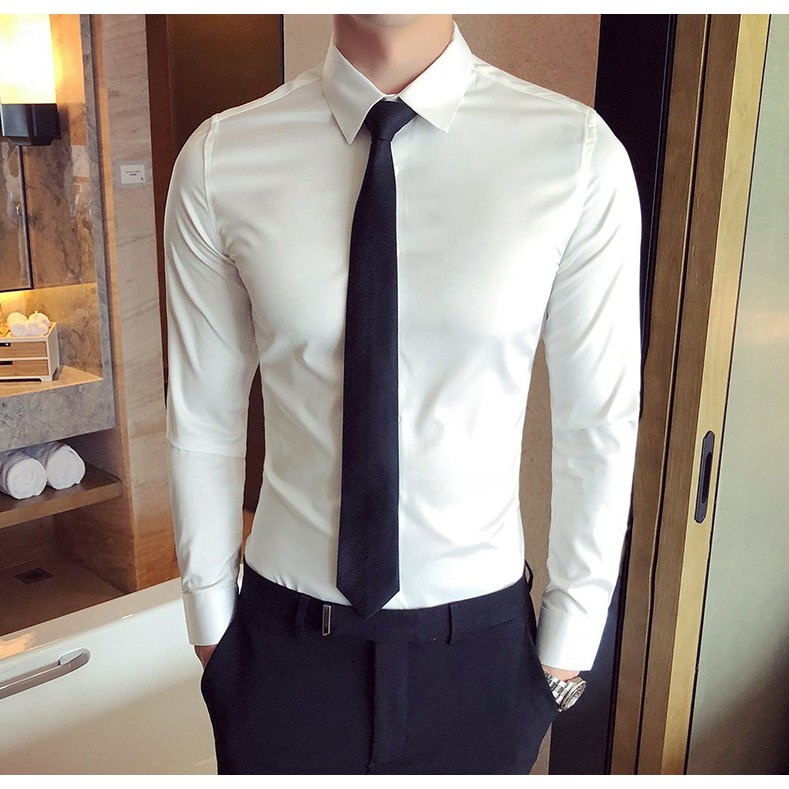 Áo sơ mi nam cổ vest 💚 Sơ mi trắng nam trắng công sở cao cấp ng dài tay đẹp không nhăn hàn quốc đẹp.