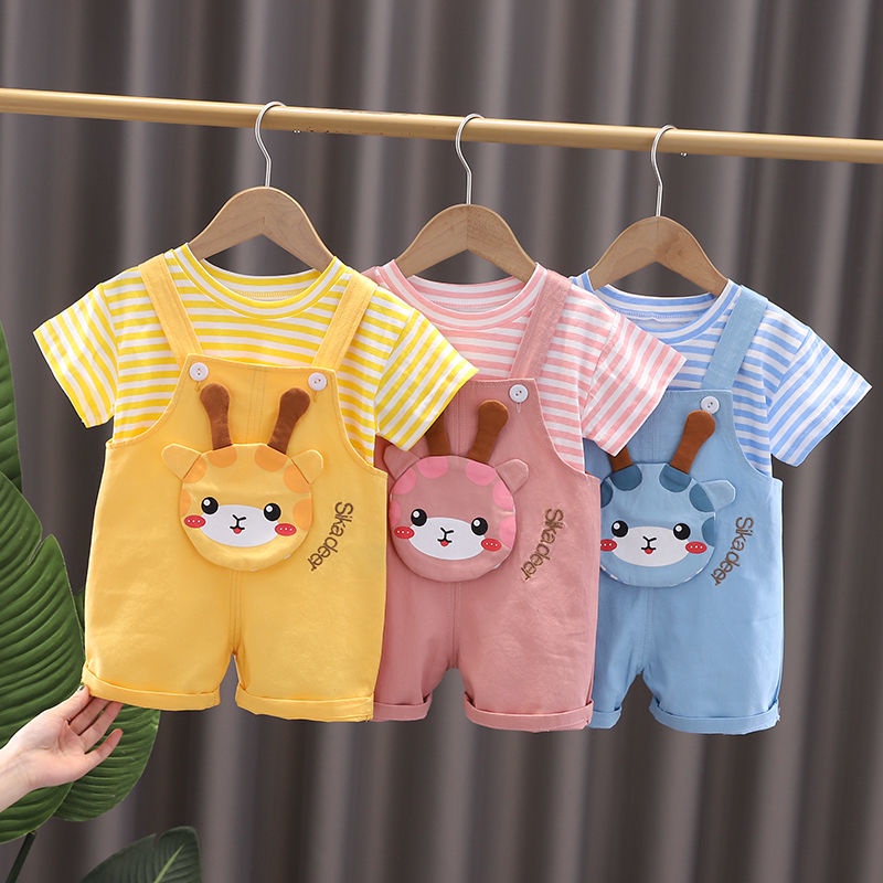 Set Đồ Mùa Hè 2022 Hai Món Gồm Áo Tay Cộc Và Quần Dài Cho Bé Gái Sơ Sinh 0-5 Tuổi