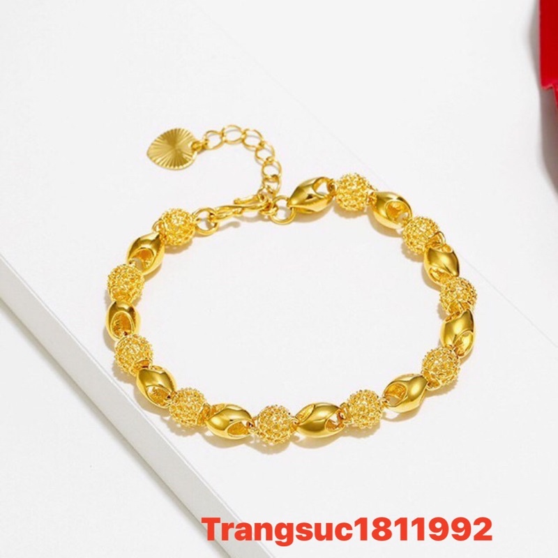Lắc tay nữ mạ vàng kiểu hạt màu 24 sáng bóng
