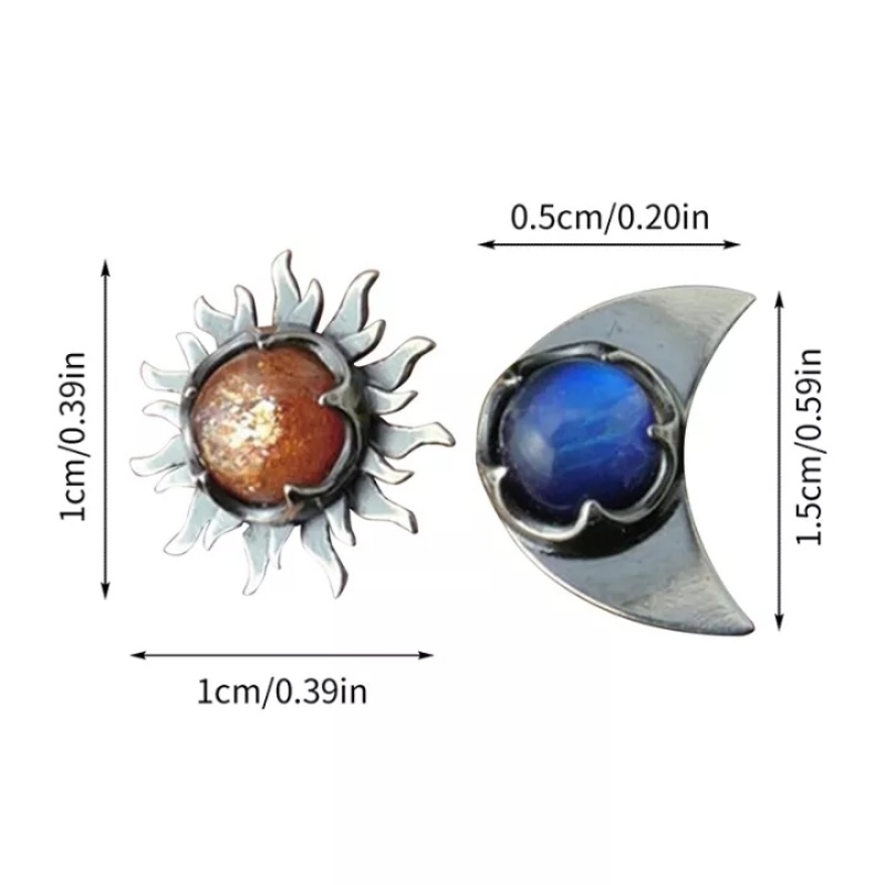 Bông Tai Hình Mặt Trời Và Mặt Trăng Thời Trang Vintage