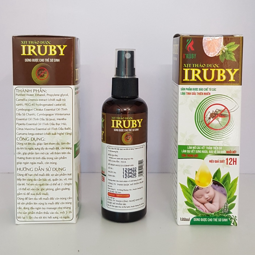 Combo 2 hộp Xịt Chống Muỗi Đốt Thảo Dược IRUBY Cho bé 100ml