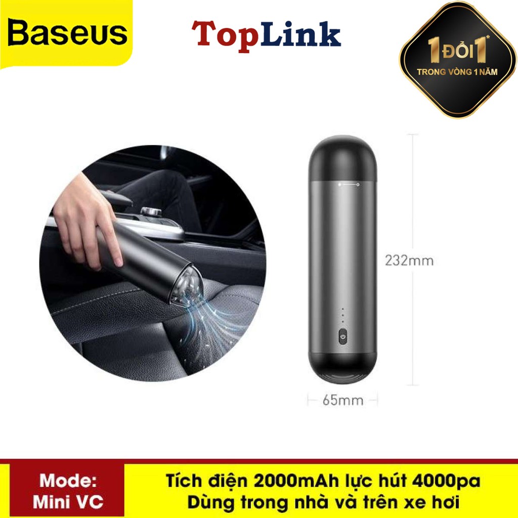 Máy Hút Bụi Cầm Tay Tích Điện Mini Không Dây Baseus Vacuum Clean Lực Hút 4000PA Dễ Dàng Làm Sạch Bụi