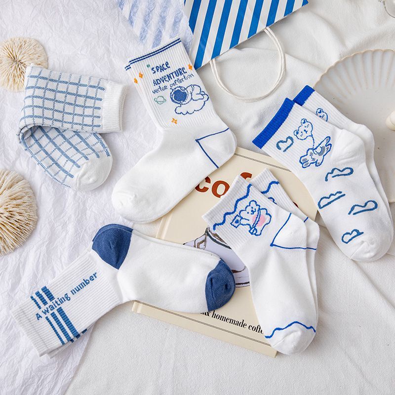 Tất Vớ Cotton Cổ Cao Thoáng Khí Họa Tiết Sọc Caro Thời Trang Cho Nam Và Nữ