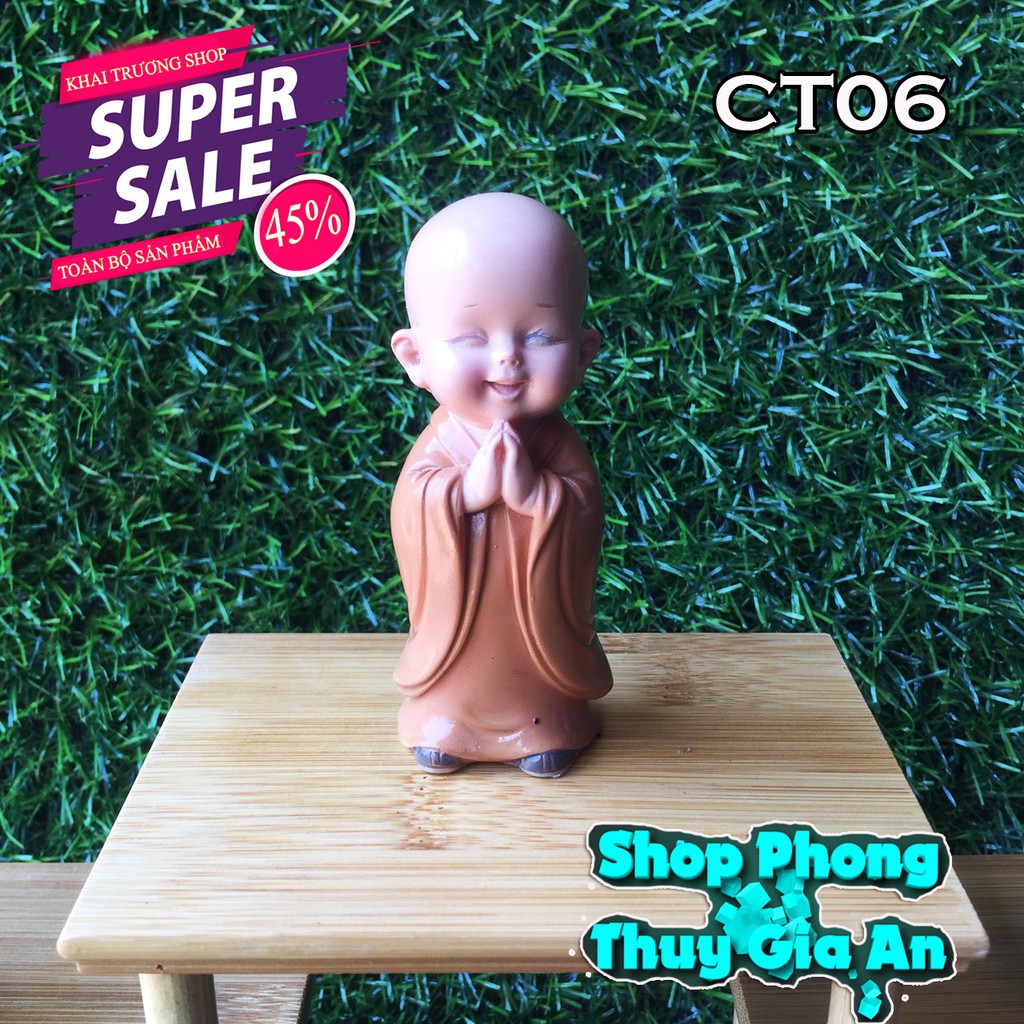 Tượng  Chú Tiểu Phong Thủy, Hàng Thủ công tại Việt Nam Trang trí Nội Thất, phòng làm việc, bàn trà bể cá (Bộ 03 tượng) | BigBuy360 - bigbuy360.vn