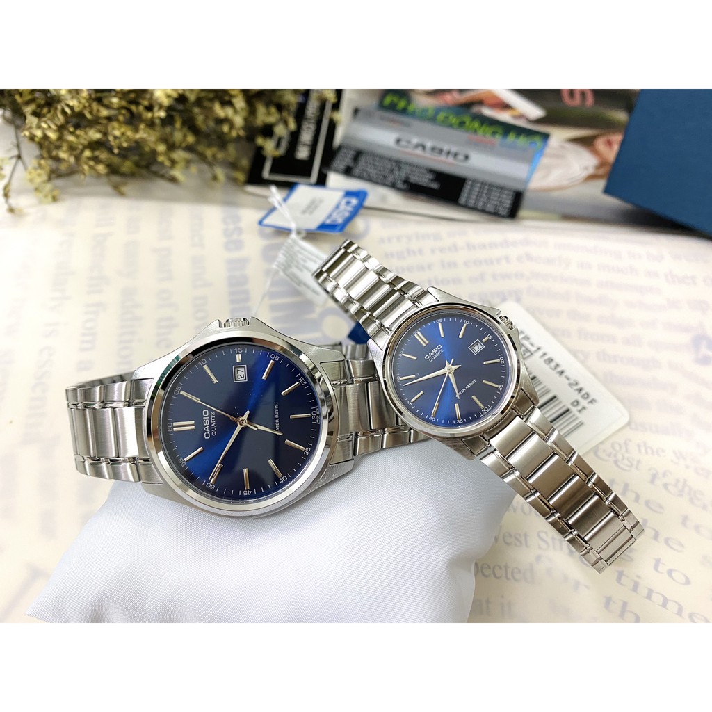 Đồng hồ đôi nam nữ dây kim loại Casio Anh Khuê MTP/LTP 1183A-2A