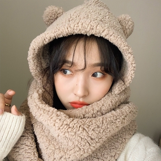 Mũ kèm khăn quàng cổ hình tai gấu ngọt ngào dễ thương cho nữ