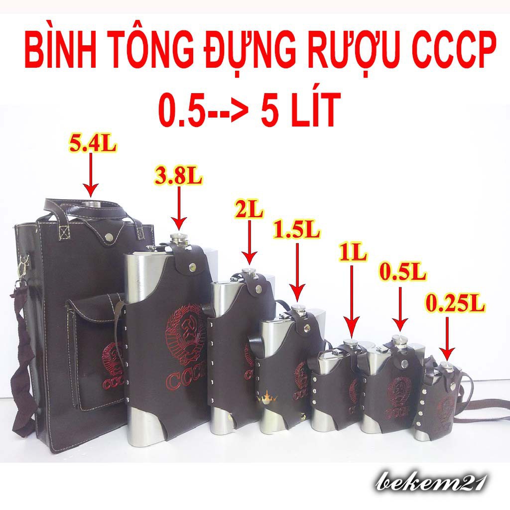 [BÌNH 3.8 LÍT] Bình tông CCCP cất rượu Inox và bao da 3.8L hàng nặng chất lượng, kiên cố