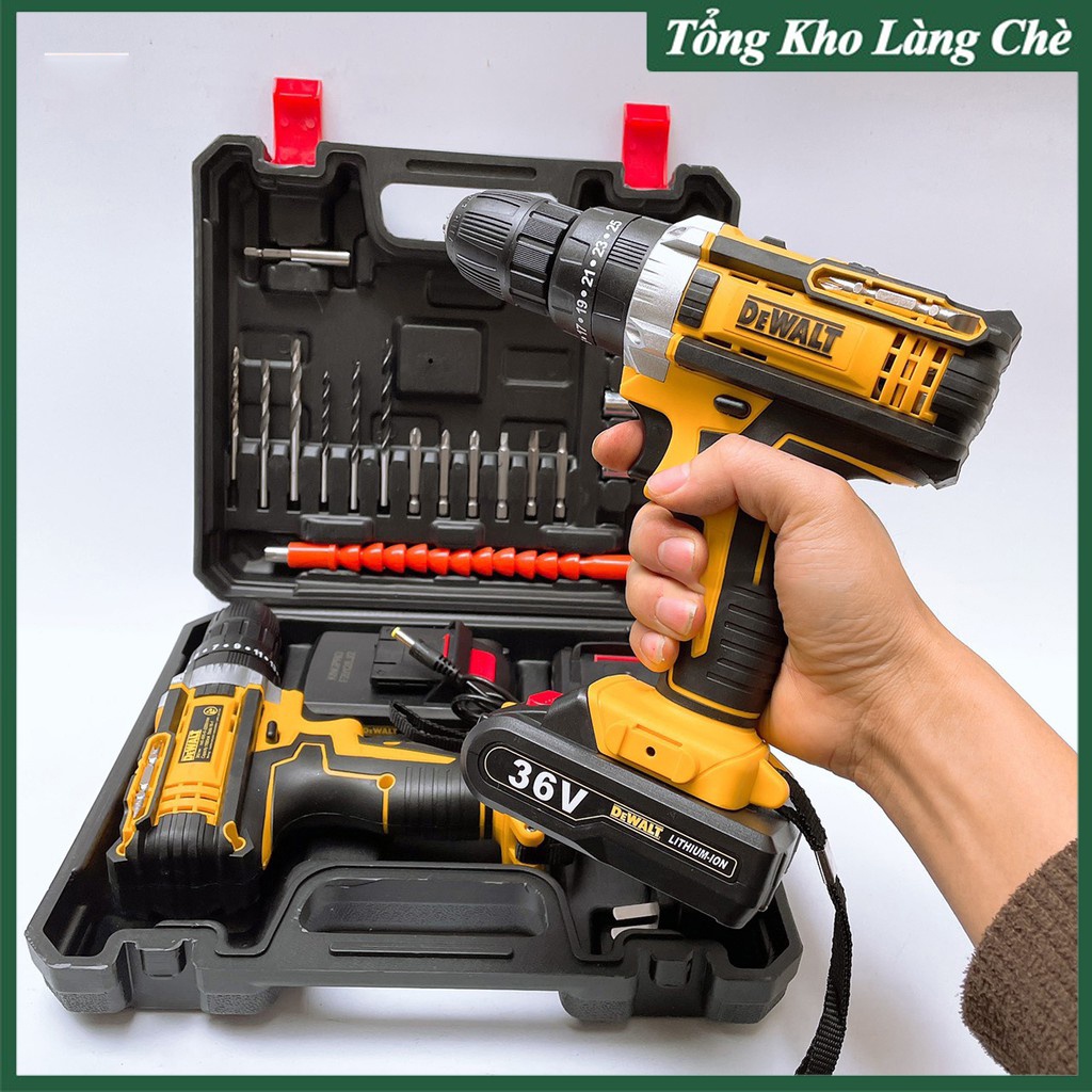 Máy khoan pin dewalt 36V  lõi đồng tặng bộ phụ kiện 24 chi tiết