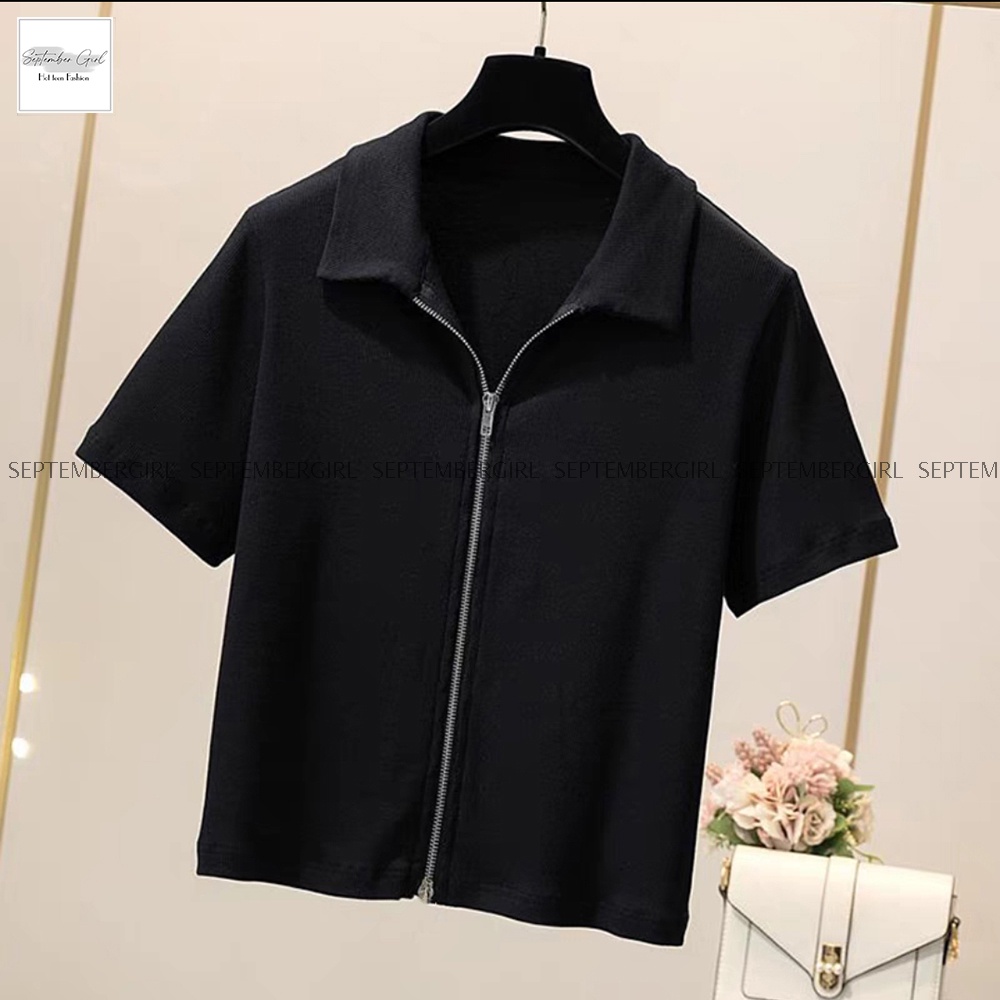 Áo kiểu nữ SEPTEMBERGIRL áo thun polo cổ bẻ dáng croptop - AO TOP NU 022