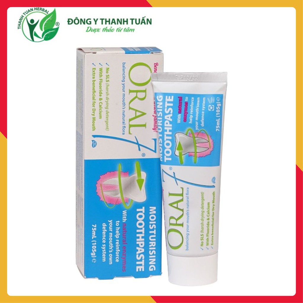 [New 2020] Kem đánh răng giữ ẩm miệng Oral7 Moisturising Toothpaste 75ml - Nhập khẩu từ Anh Quốc