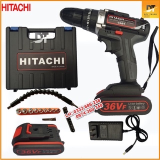 Máy Khoan Pin Cầm Tay Hitachi 36V Có Búa – 2 Pin - Khoan tường, bắn vít – Tặng Bộ Phụ Kiện 24 Chi Tiết