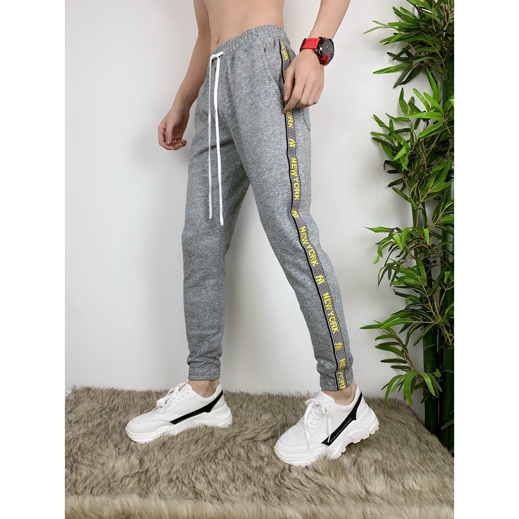 Quần thun Jogger phối sọc mới nam 3 màu Đen, Xám, Xanh lá, ống ôm chất vải cao cấp vải mềm mịn hợp dáng