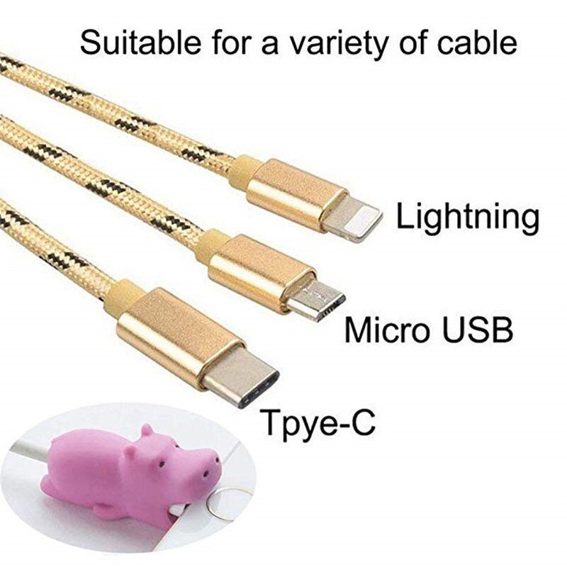 1 Phụ Kiện Bảo Vệ Dây Cáp Hình Động Vật Hoạt Hình Cho Điện Thoại Di Động