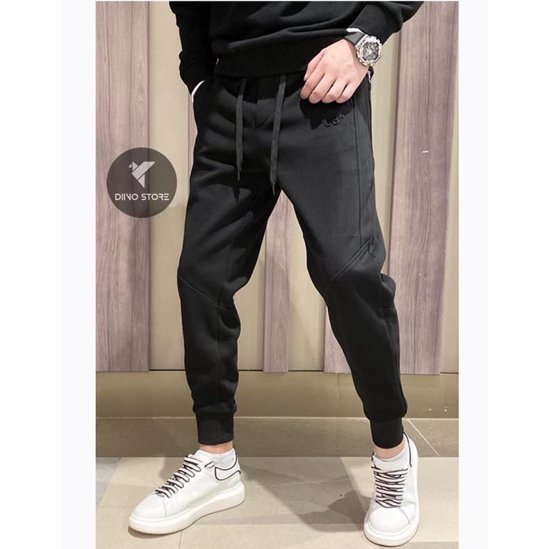 Quần Jogger Trơn Nam Thu Đông Chất Vải Nỉ Cao Cấp Màu Đen - Dino Store