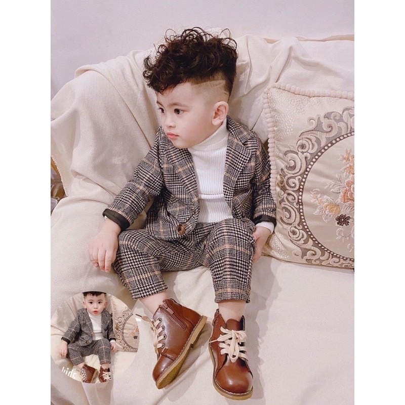 Set vest dạ kẻ sọc cho bé trai bé gái